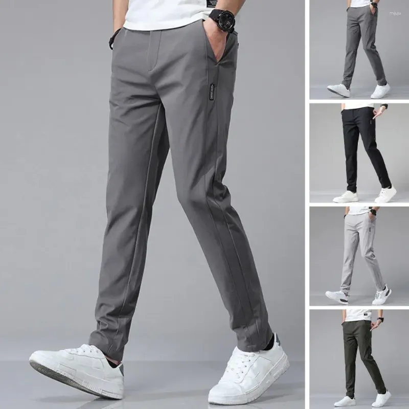 Men s Breathable Quick Dry Sweatpants with Pockets Casual Loose Straight Fit Polyester Light Grey 2024 Spring Autumn