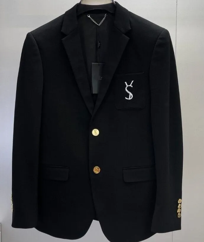 Y23SS 고품질 디자이너 남성 소송 흰색 편지 자수 비즈니스 럭셔리 남성 블레이저 재킷
