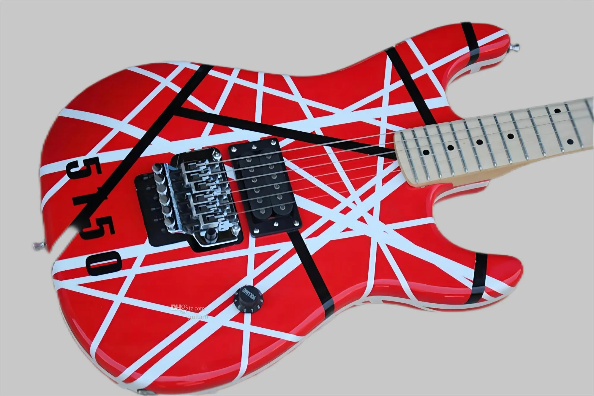 Edward Lodewijk Van Halen 5150 (adesivo laser) guitarra elétrica, decorada com listras pretas e brancas, frete grátis