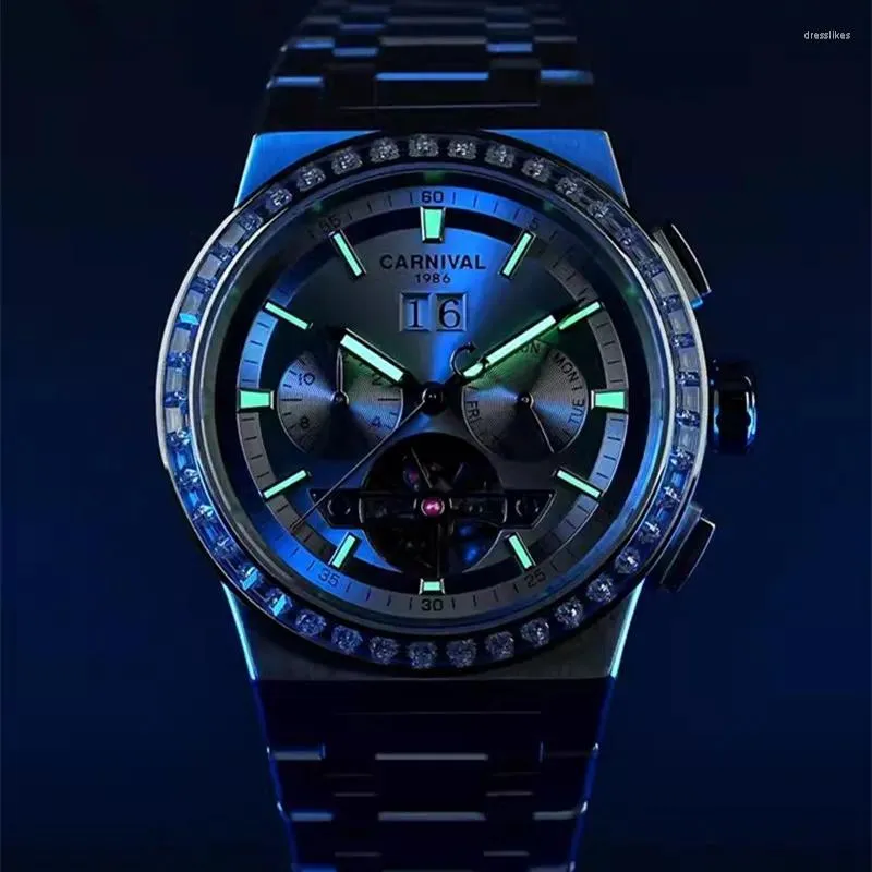 Wristwatches Montre Homme CARNIVAL Mechanical Business Watch For Men Automatic Wrist Watches 50M Waterproof Luminus Reloj