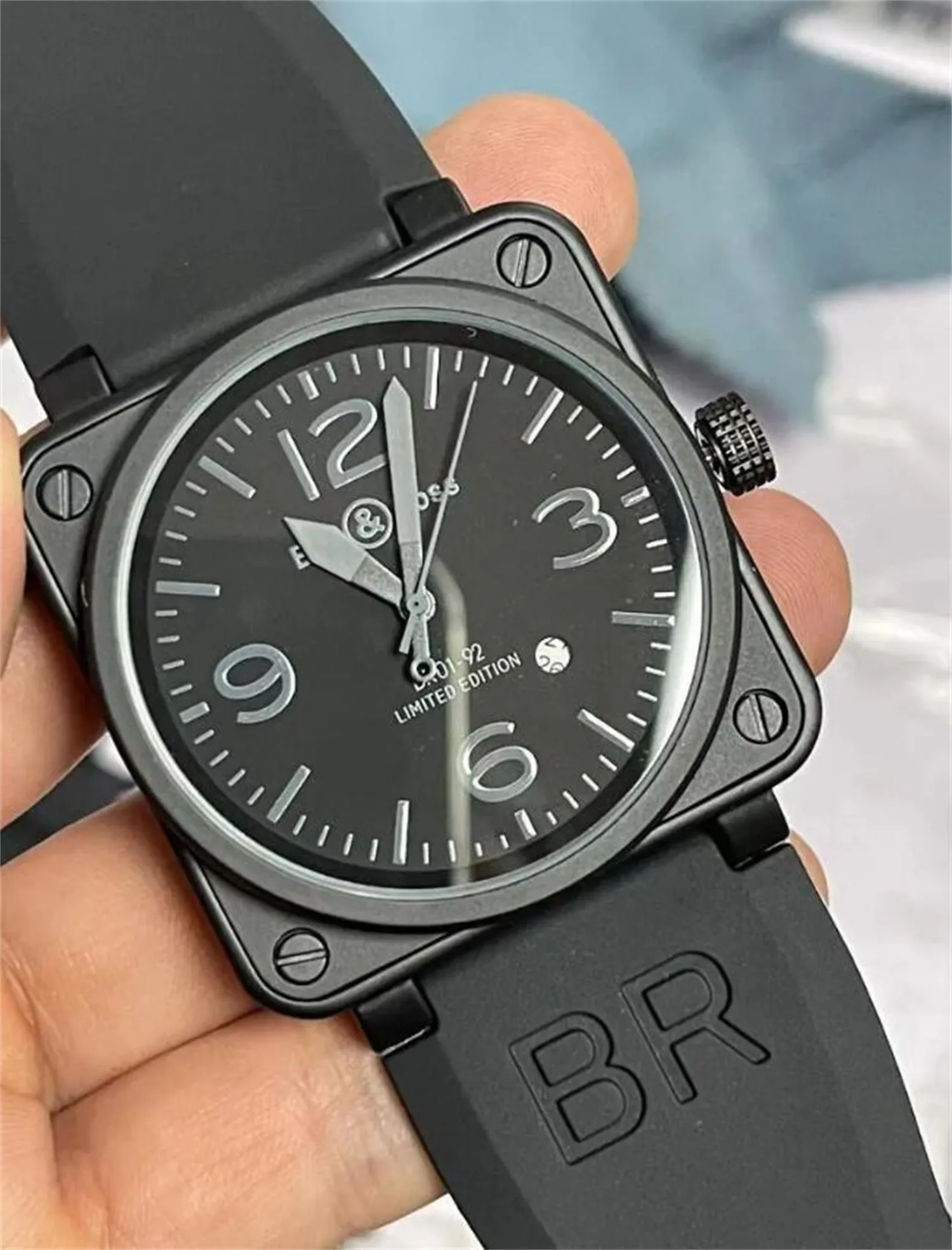 Дизайнерские супер мужские часы AAA, автоматические механические часы Bell, коричневые кожаные черные резиновые наручные часы Ross