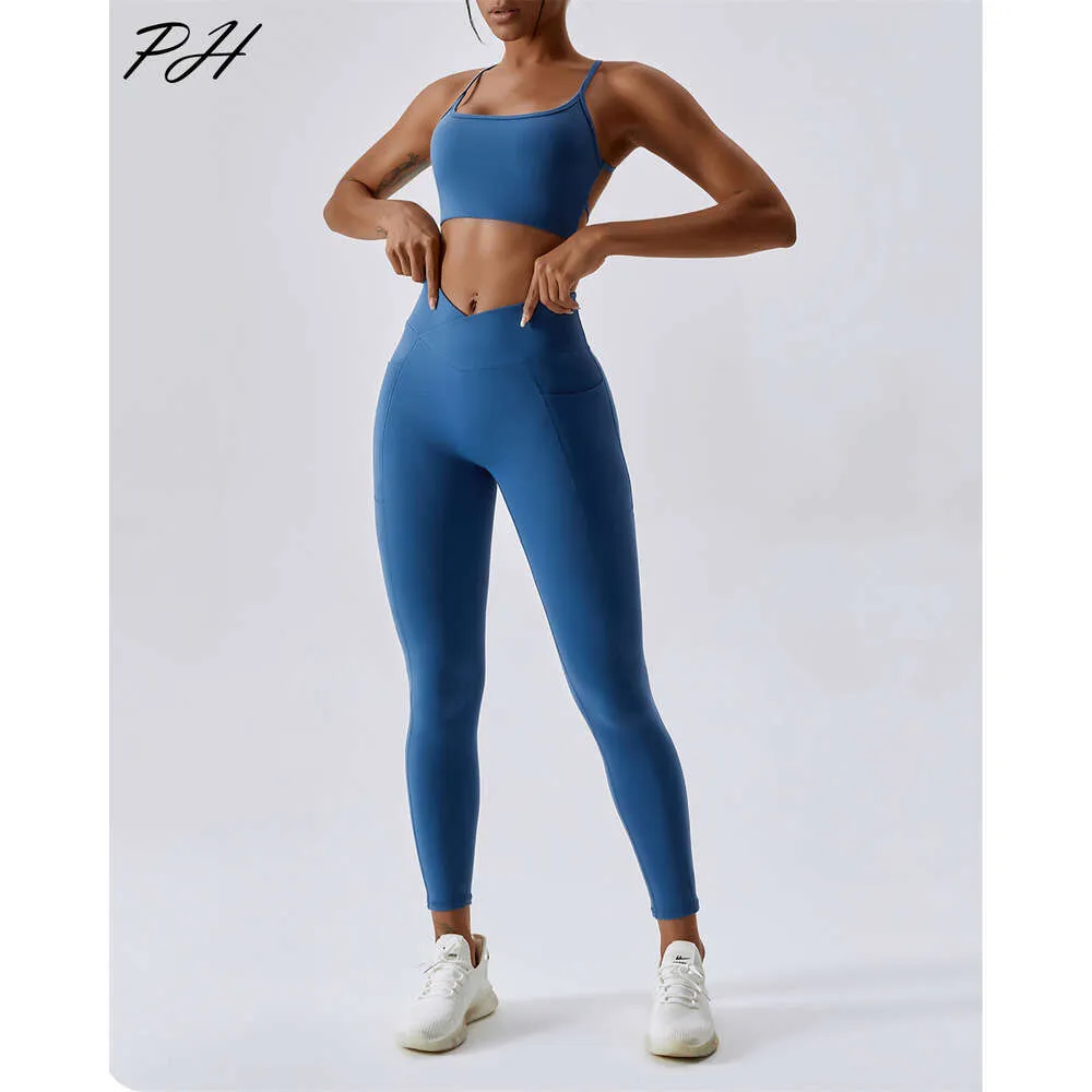 lu align lagin woman fitness Outfitsジムセットセクシーバックレスブラジャーレギンスセット2個のソリッドカラーランニングワークアウトスーツレモンレディーグリースポーツガールズ