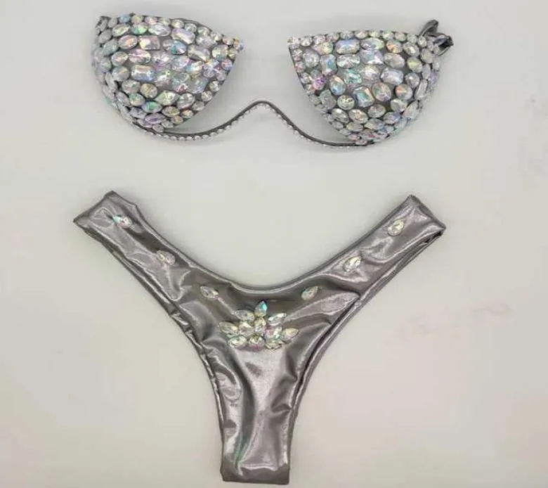 2021 Venus Vacation Bikini Set Rhinestone Swimodwear Diamond Bling Stones Kąpiec Suit Summer Sexy Women Swimsuit1560216