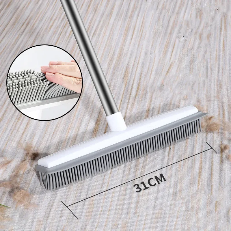 Carpet Rake Rubber Broom Pet Hair Remover Set Squeegee