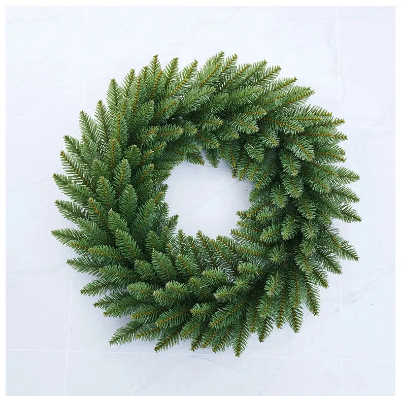 Christmas Decorations 30/40/50/cm Christmas Green Wreath Base Pine Needle Front Door Xmas Garland Hanging Ornament Navidad Year Home Windown Decor 231207