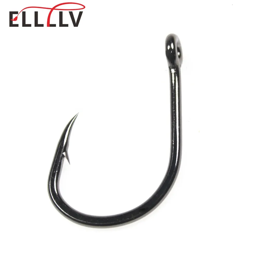 Balıkçılık Kancaları ELLLV 100 PCS 4X Güçlü Canlı Yem Kancası Tuzlu Suyu Derin Deniz Teknesi Balıkçılık Tek Jig Fishhook Ton balığı Snapper Orfoz Köpekbalığı Marlin 231204