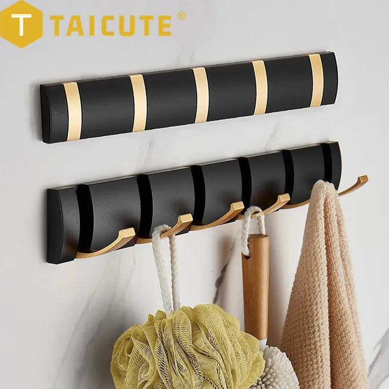 Towel Racks TAICUTE Folding Wall Hanger Hook 2 Ways Installation Coat Clothes Holder Bathroom Kitchen Accessories 4 Colors 231206