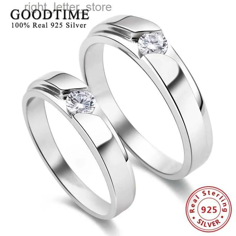 Solitärring Luxus Damen Herren Ring Reines Sterlingsilber 925 Rhodium Brilliant CZ Jubiläumspaar Ring Modeschmuck Für Hochzeit Party YQ231207