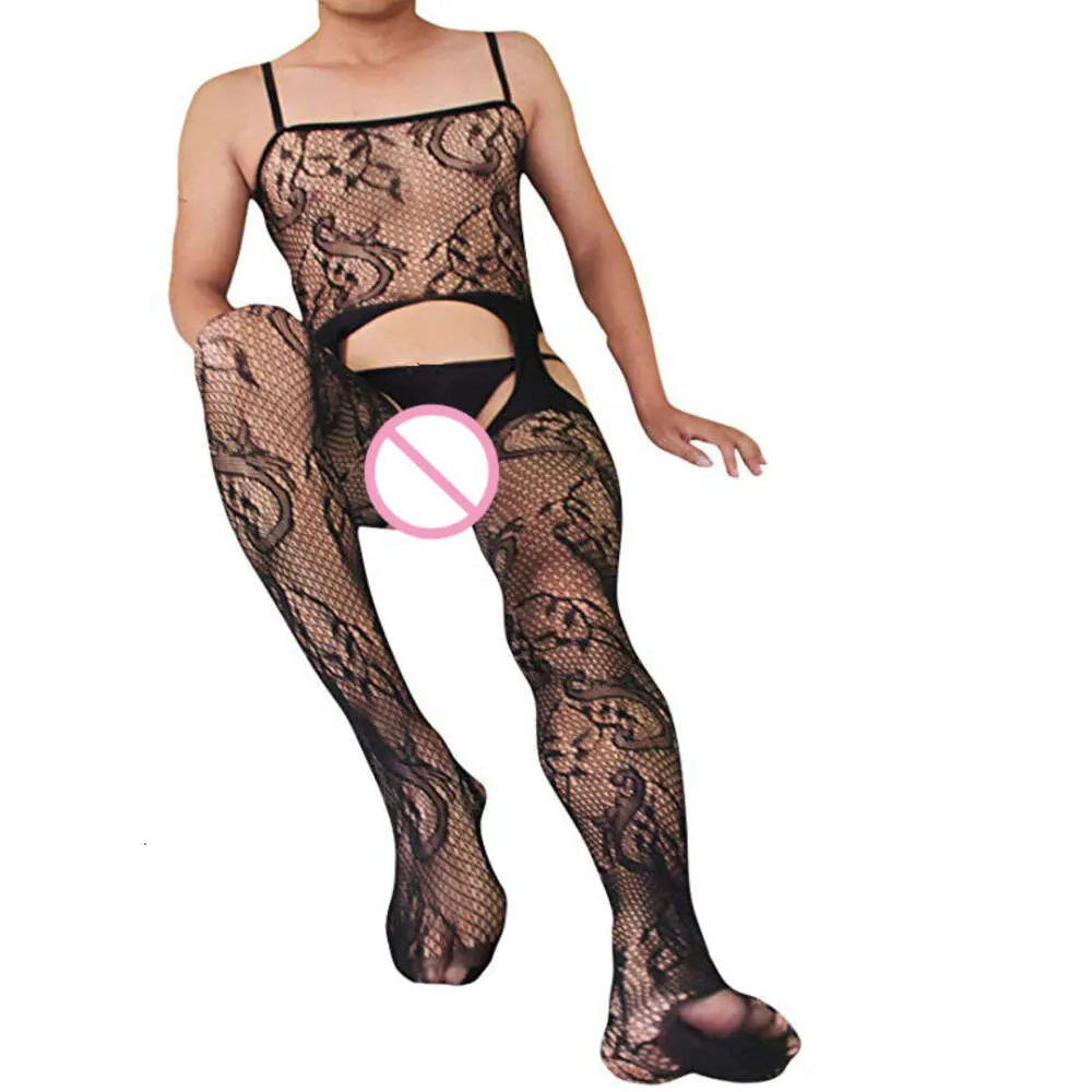 Sommer Herren Body Bodystockings Männliche Unterwäsche Porno Sexy Dessous Homosexuell Erotische Teddy Männer Overall Fishnet Kleidung Schwarz Weiß