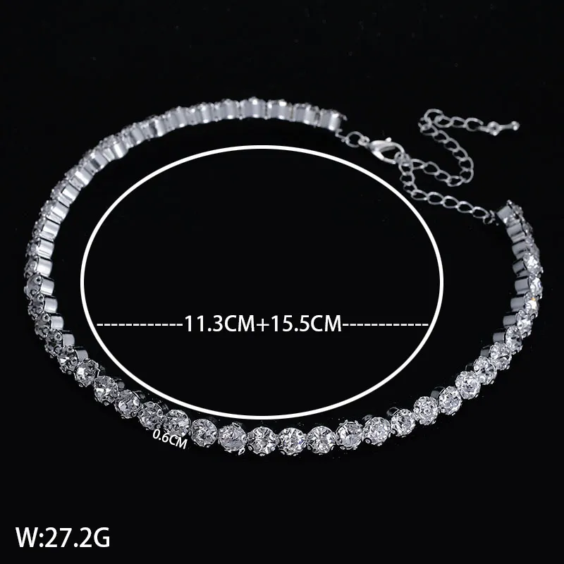 Sparkly Crystals Bridal Necklace For Wedding Luxury Shiny Women Necklace Jewelry Birthday Valentines Day Gift CL3018