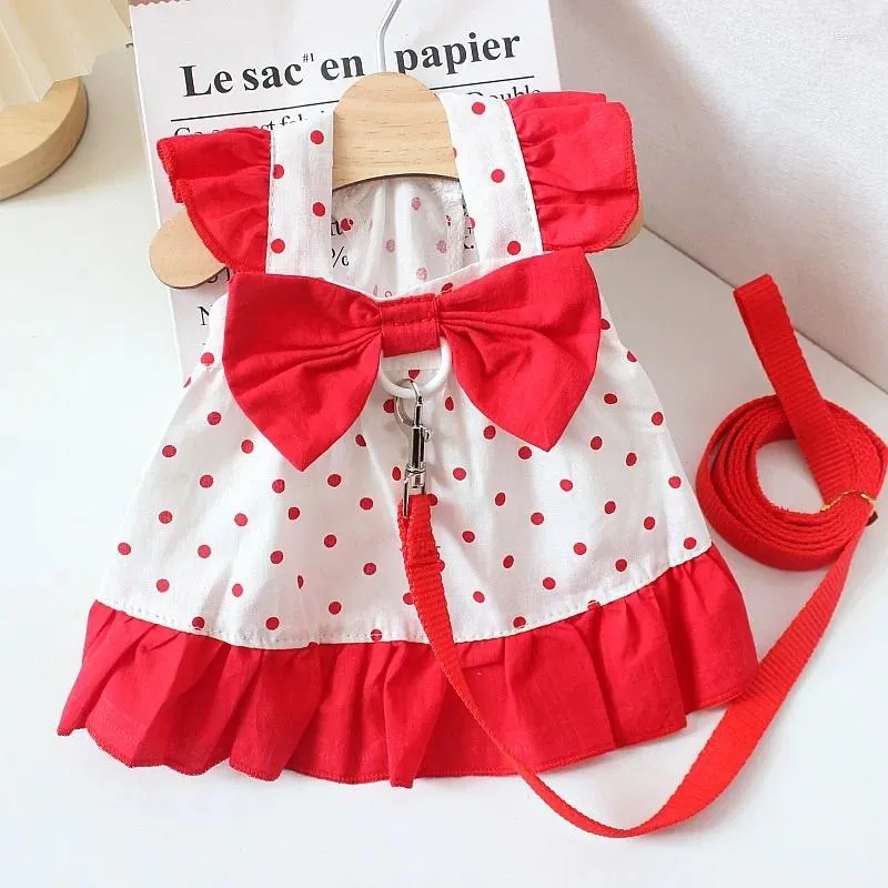 Dog Apparel Red Fashion Sweet Princess Skirt Pet Clothing Dot Dress Dogs Clothes Cat Small Print Cute Thin Summer Puppy Dresses