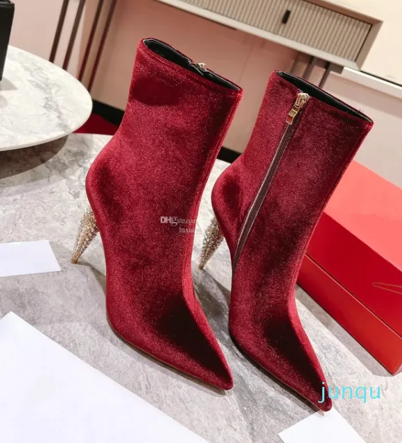 bottes bottes en cuir de luxe à semelle rouge Sceptre talon en fer fermeture éclair latérale hiver sur les bottines classiques au genou