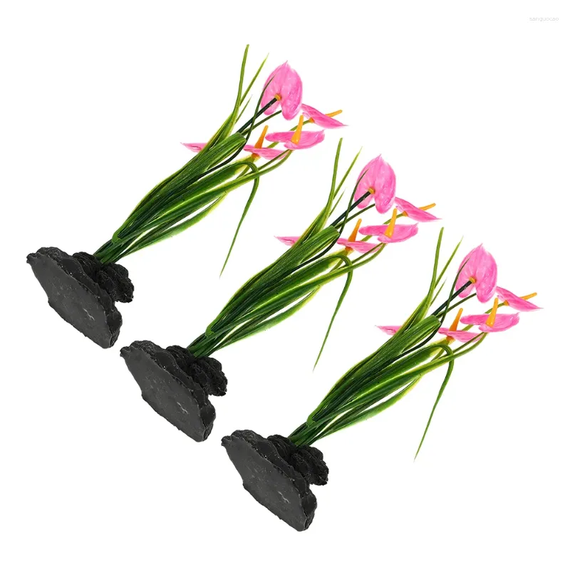 Servis uppsättningar Artificial Calla Flower: Japanese Sushi Plate Decoration Plants Greenery Buskar 3st för inomhus utomhusträdgårdsfönster