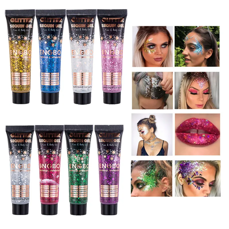 Laser glitter gel rosto corpo glitter sombra creme lantejoulas boate loção corporal maquiagem de palco