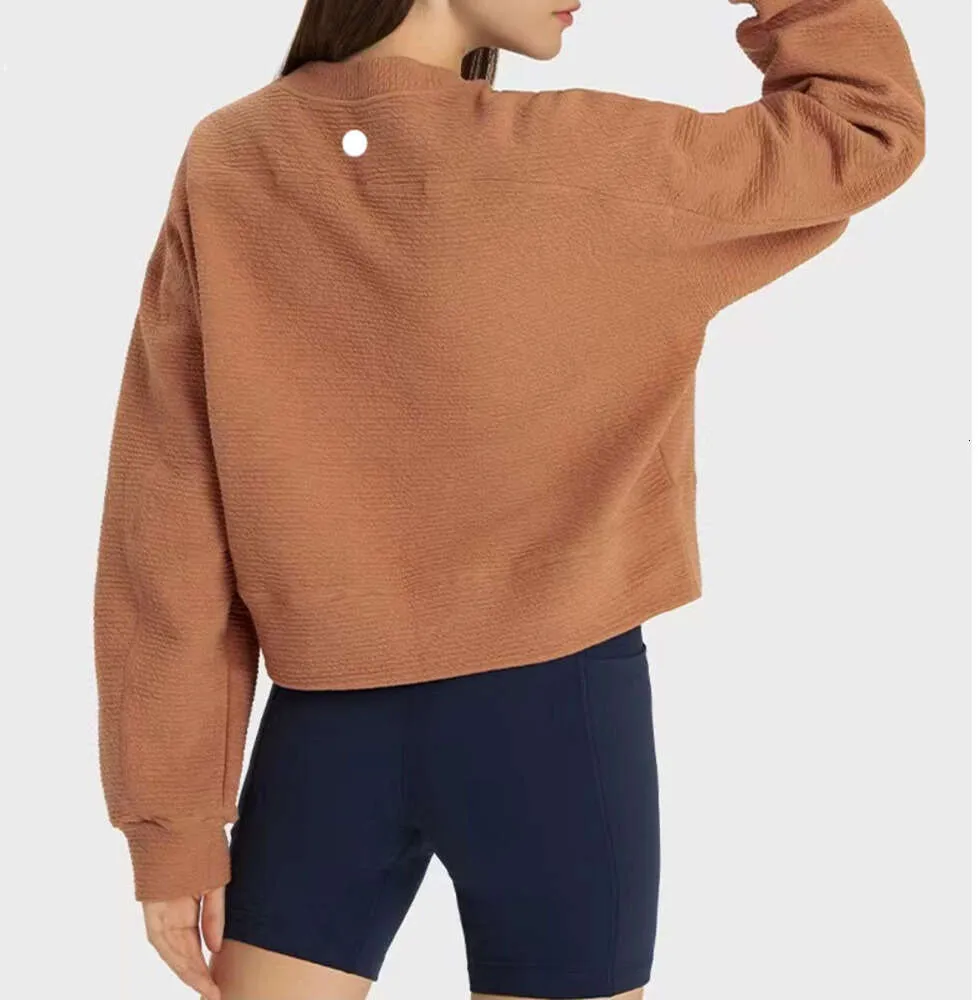 LL11 damskie joga bluzy przyczynowe luźne dopasowanie swetra swetra z długim rękawem bawełniany trening sportowy