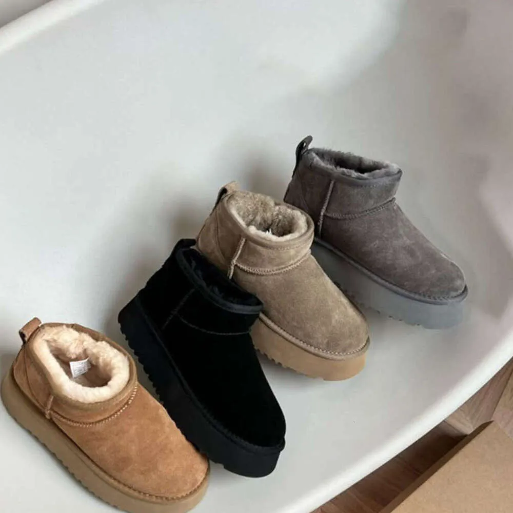 Женские/мужские зимние ультра-мини-сапоги. Дизайнерские австралийские ботинки на платформе из натуральной кожи. Теплые меховые ботинки до щиколотки. Роскошный цвет обуви: серый/черный/хаки/светло-коричневый.