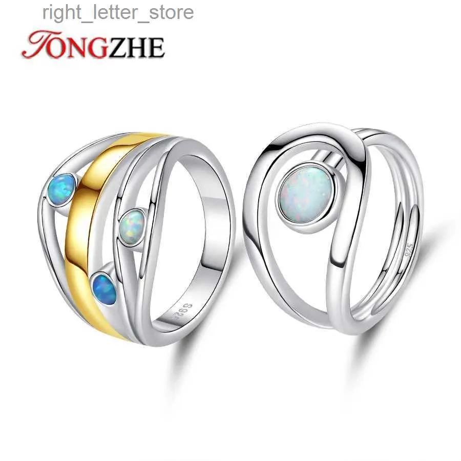 Solitaire Ring TONGZHE 925 Sterling Silver Rings Unique Design Gorgeous Halo Opal Women Wedding Engagement Anniversary Jewelry Gift YQ231207