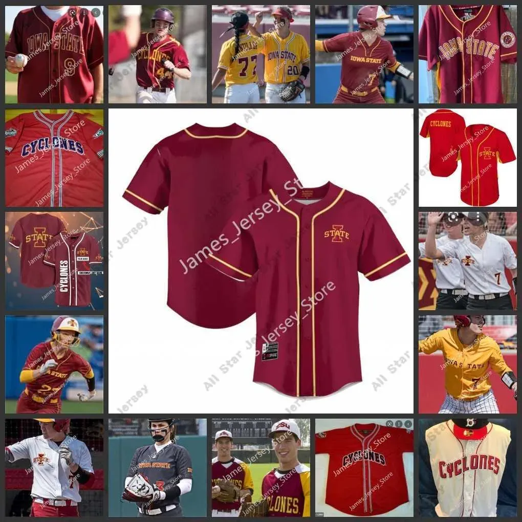 College Baseball draagt NCAA Custom Stitched College Iowa State Cyclones honkbalshirt 0 Thomas Anderson 11 Alan Davids 10 Jonathan Ferry 8