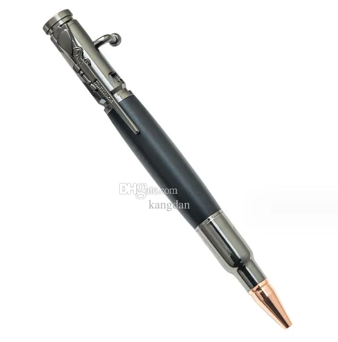 Diy Gun Metal Bolt Action Pen Antique Solid Brass Bullet Rifle Clip Ballpoint Pens Cool Luxury Gift