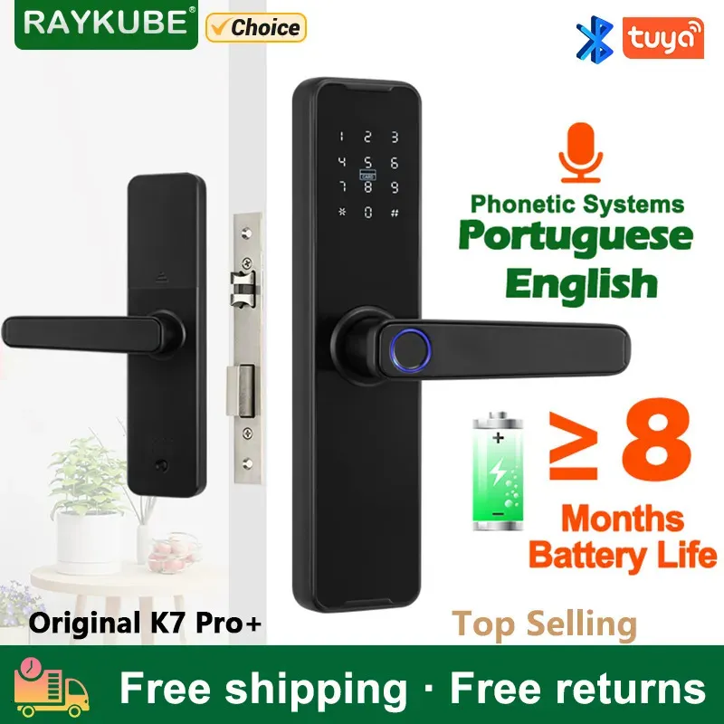 Smart Lock RAYKUBE Biometric Fingerprint Door Lock K7 Pro Smart