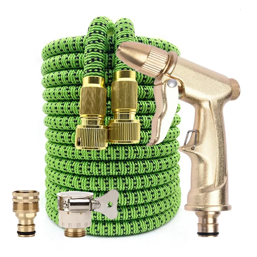 Trädgårdsslangar Magic High-Pressure Garden Slange Set Thighted Water Pipe Water Pipe Soft Telescopic Slange Watering Car Wash Gun Multimode Sprayer 231206