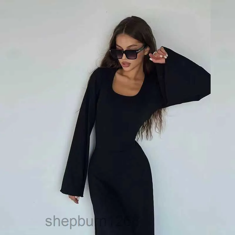 Mode Automne Hiver Coton Doux Stretch Noir Robes De Soirée Flare Manches Maigre Sexy Club Chaud Maxi Bandage Robe Moulante Lettre À La Main Tricot Manteaux Femme