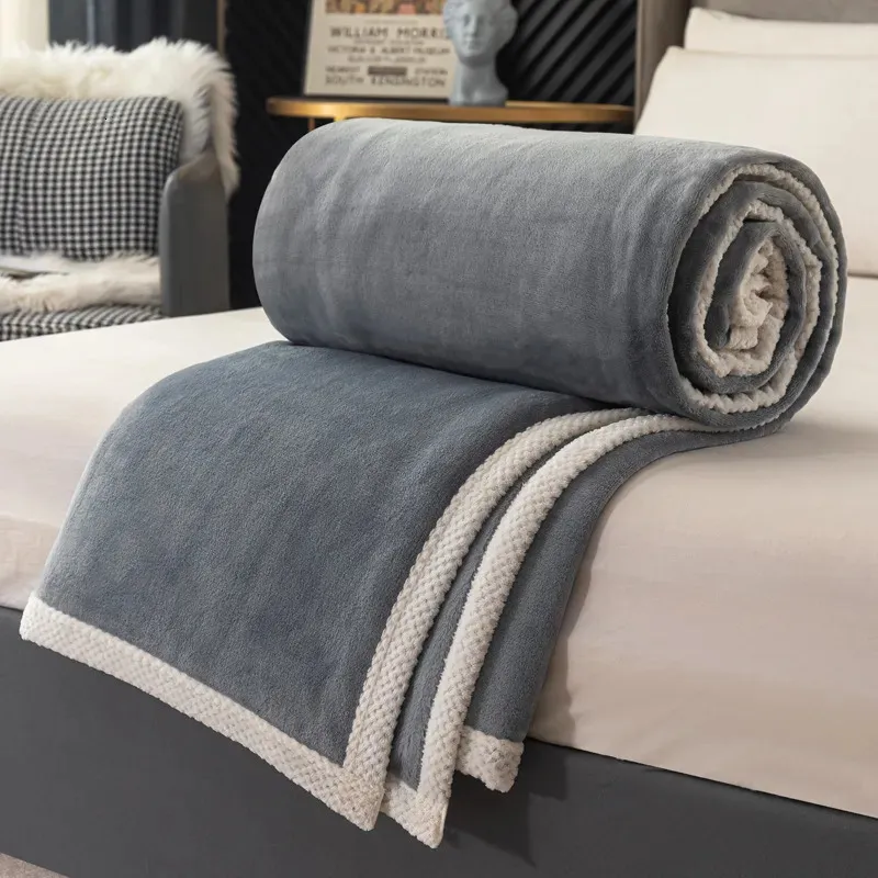 Одеяла Двустороннее молочно-бархатное теплое осеннее одеяло для дивана-кровати, мягкое теплое одноместное двойное удобное одеяло без выпадения волос 231207