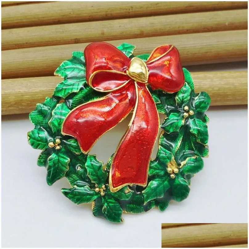 4PCS Year Series Metal Drops Belt Mixed Tree 41-46MM Jewelry Gift Christmas Decoration Brooch