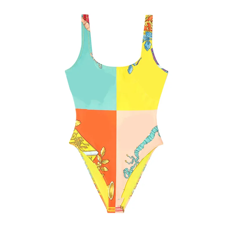 Élégant une pièce Bikini femmes concepteur Bikini Style rétro imprimé maillot de bain été plage surf Bikini à séchage rapide