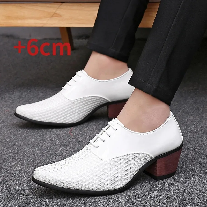 Dress Shoes WEH Men White Formal High Heels Oxfords Soft Mocassin Height Increase Driving Boat Homme Chaussure 231206