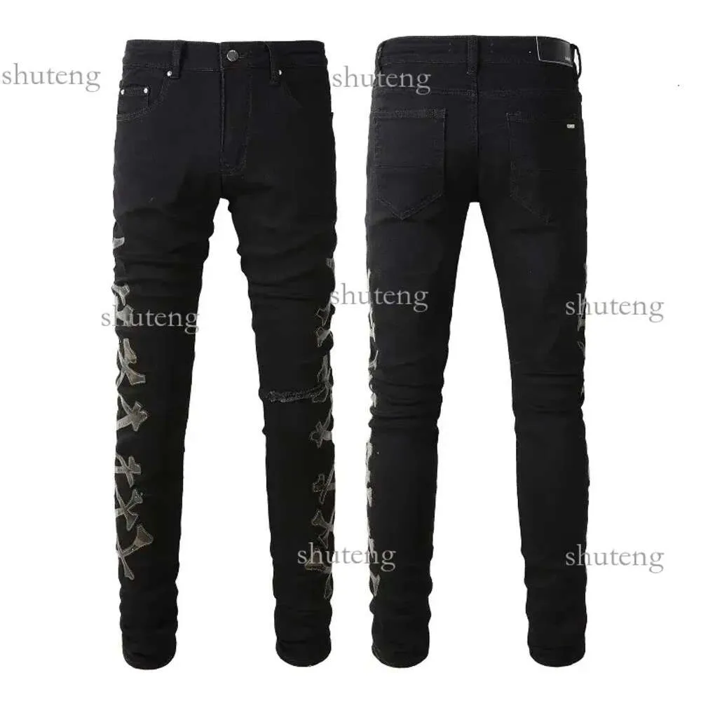 Jeans masculinos 2023 Amirs Mens Designer de Luxo Denim Buracos Calças Moda Marca Jean Biker Calças Homem Roupas Mens Mulheres Calças Jeans 421