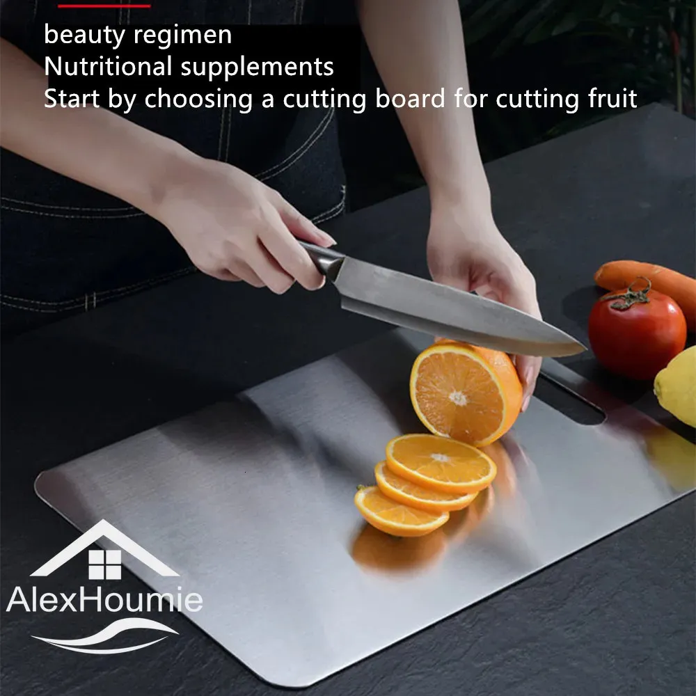 Chopping Blocks Stainless Steel Cutting Board Home Kitchen Rectangular Board Sterile Mildew Proof Fruit Vegetable Meat Chopping Board 231206