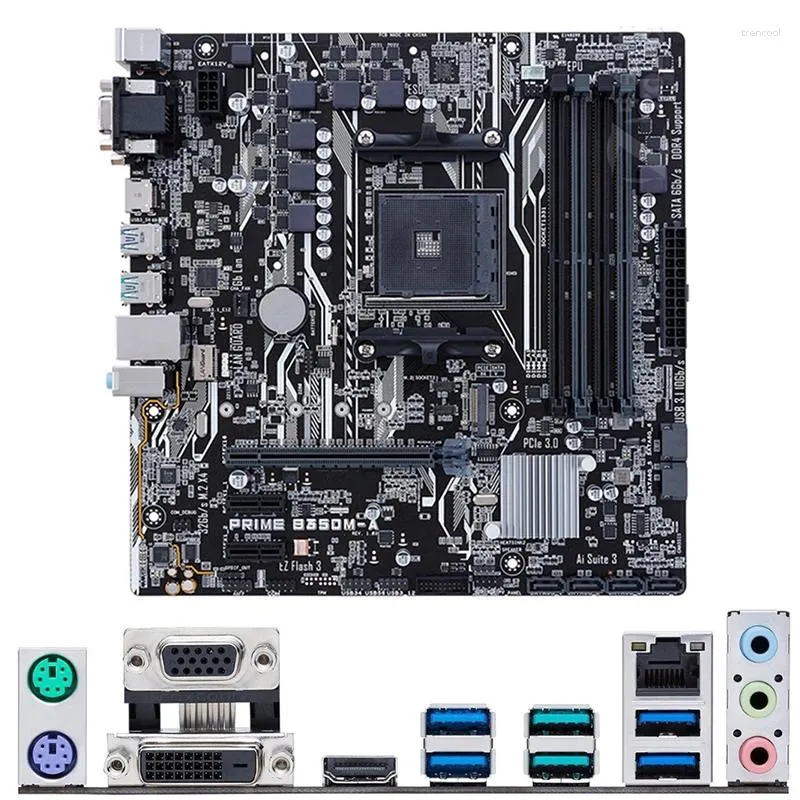 Moderbrädor AMD B350 Prime B350M-A Moderkort använde originaluttag AM4 DDR4 64GB USB2.0 USB3.0 M.2 NVME SATA3 Desktop Mainboard