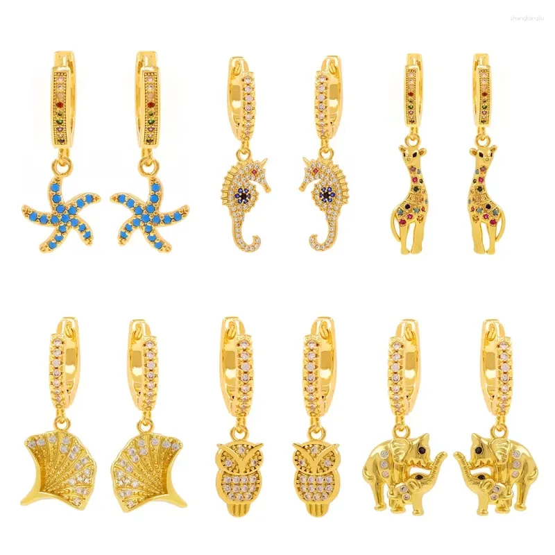 Dangle Earrings Fashion 2023絶妙でかわいい陸の海の動物ジルコン高品質の宝石
