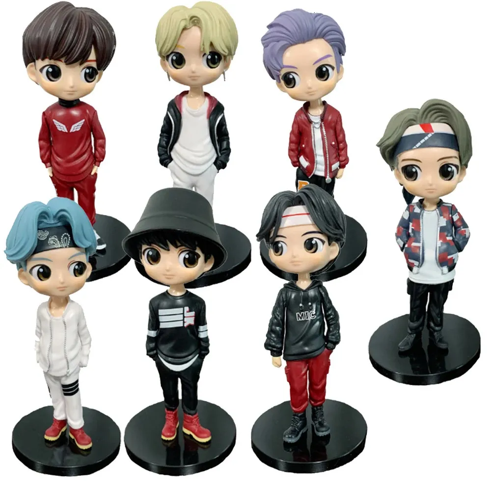 Action Toy Figures 15cm Kawaii KPOP Star TOP Group Bangtan Boys PVC Figure Toys Groups ARMY Action Figures Dolls Xmas Gift for Fans Girls 231207