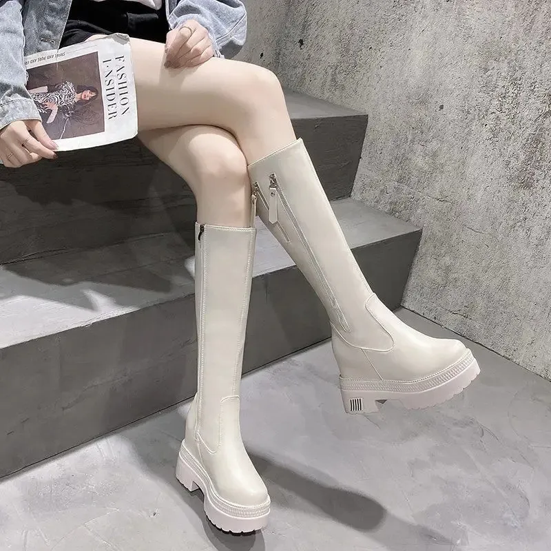 Boots Stretch Lycra Knee High Boots Platform Winter Boots Women Long Winter Shoes Women Sock Boots Over the Knee Boots botas de mujer 231206