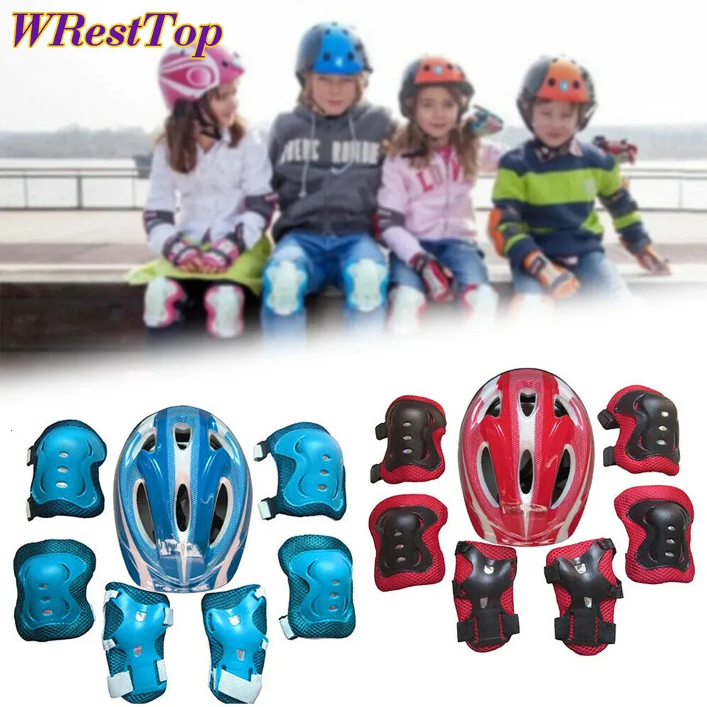 Skate Protective Gear 7 pièces/ensemble patinage à roulettes enfants garçon fille casque de sécurité genou coudière ensembles cyclisme Skate vélo Scooter Protection garde de sécurité 231206