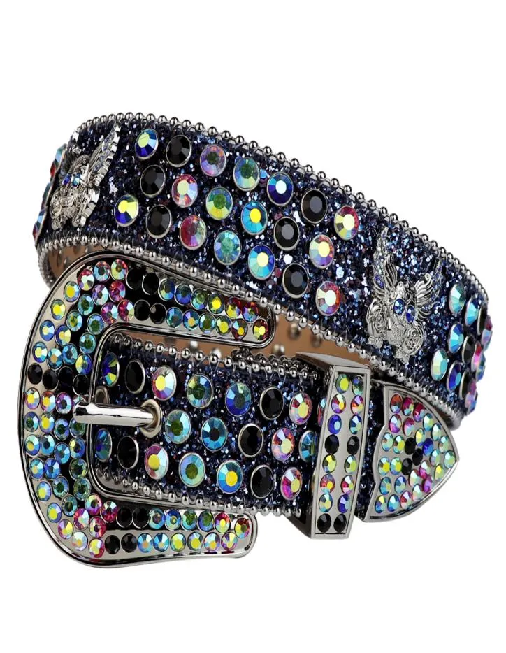 Western Cowboy Belt Fashion Cowgirl Bling Bling Rhinestone Belt med Eagle Concho Studded borttagbar spänne stora storlekar för ME8721600