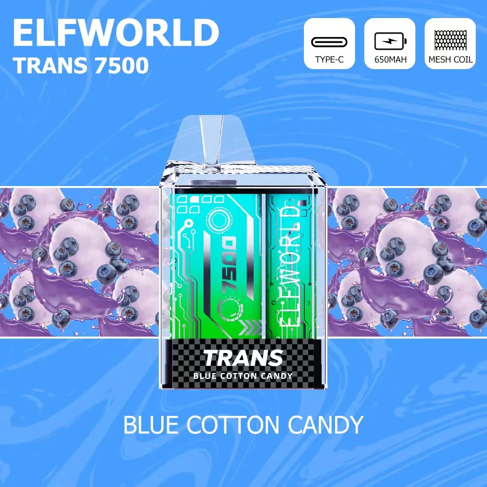 Elfworld Trans 7500 Puff Disposable Vape Pen Cigarette 2%2%5% Nicotine With Rechargeable Battery Mesh Coil 15ml Prefilled Lost Wape Crystal Hookah Price Pod Vapingin