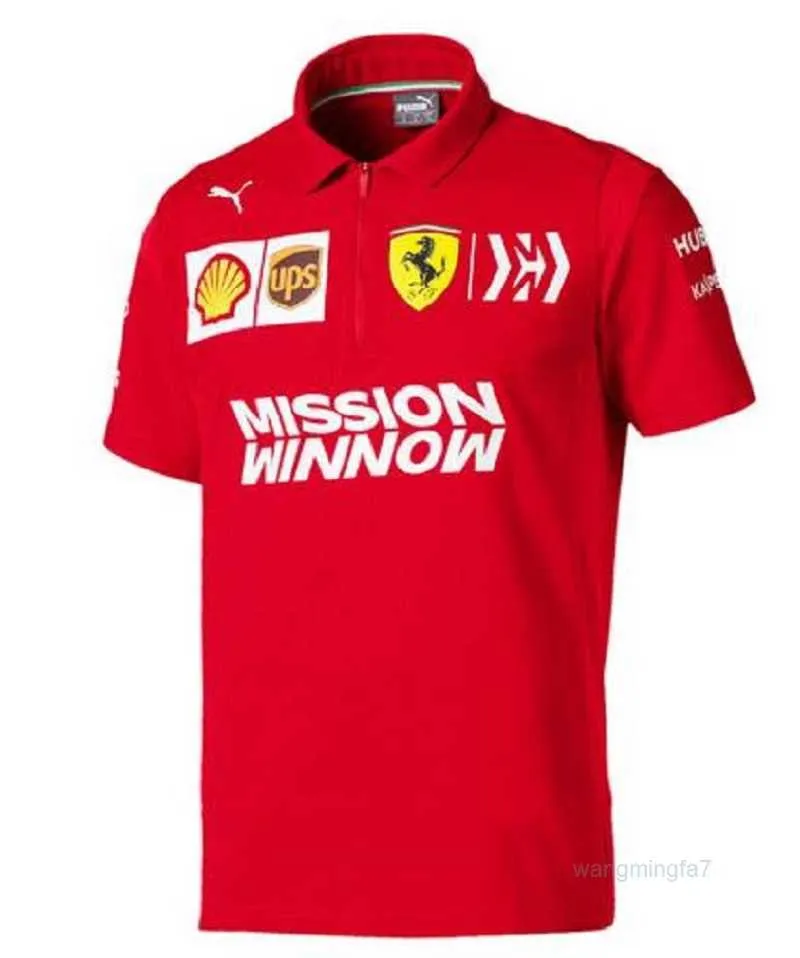 T-shirt da uomo T-shirt da esterno F1 Racing Mezza cerniera Polo Casual Allentato Maniche corte Colletto rosso Flip Speed Drop Uniforme della squadra 0or6