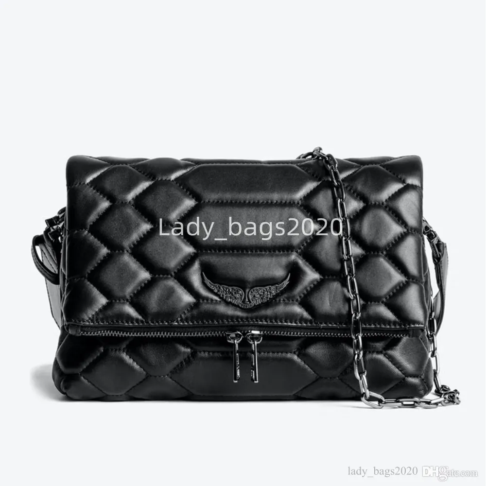 Zadig Voltaire Sac ZV Sacs Grande Chaîne De Designer Ailes Vintage Diamant-repassage Femme Sac Femmes Sac À Bandoulière Rivet Bandoulière Sac À Main Cross Body Sacs À Main 27cm