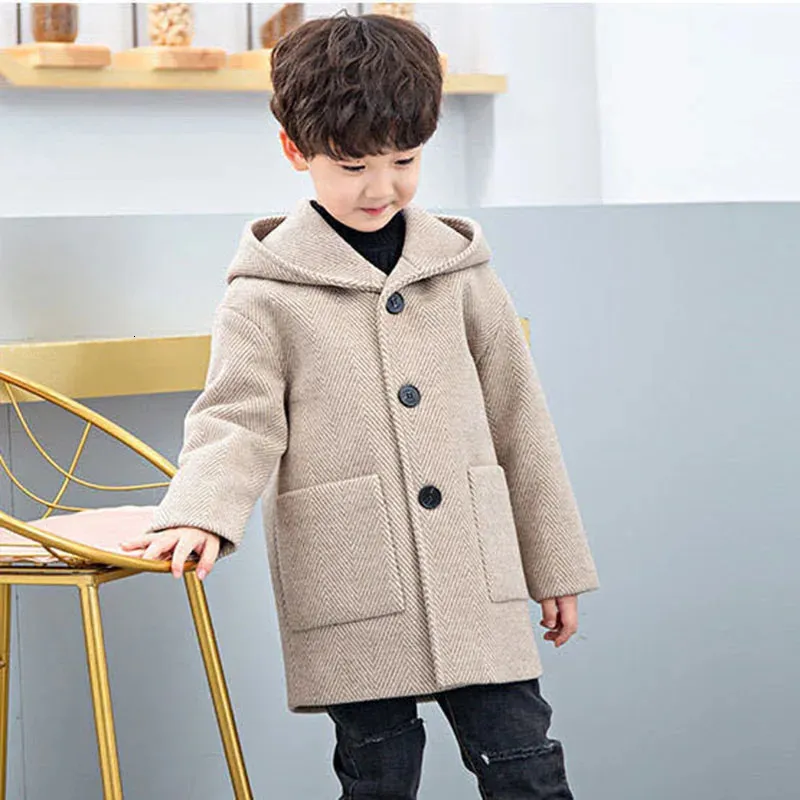 Manteau hiver veste en laine pour garçon 2023 Version coréenne mode  épaississement beau mi-long garder au chaud décontracté vêtements pour  enfants