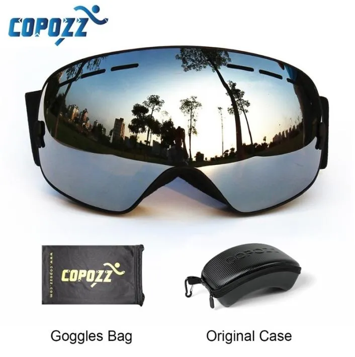 COPOZZ Skibrille mit Box-Etui, Skimaske, UV400, Antibeschlag, Schneebrille, große Kugel, zum Skifahren, Snowboarden, für Damen und Herren, 2201105385040