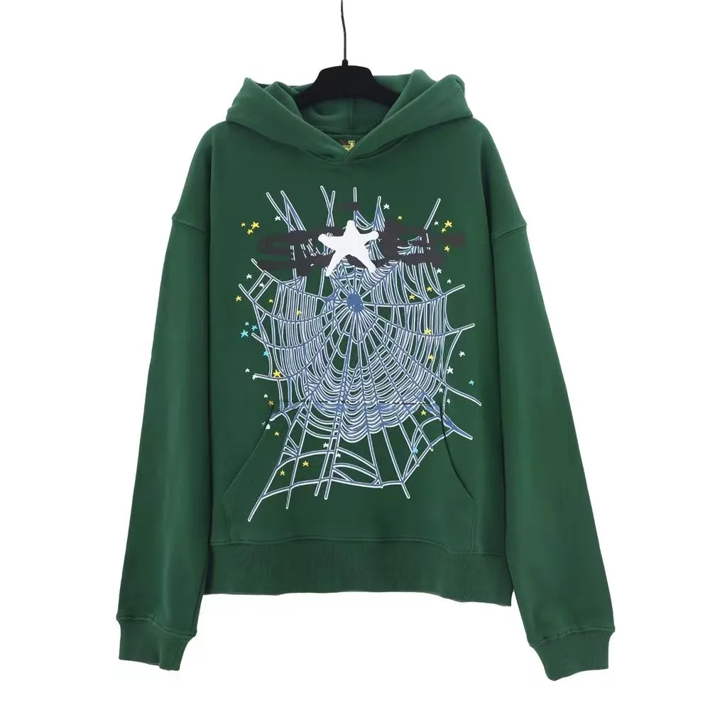 2023 SP5der designer Green Hoodie Men Sweatshirt Top Quality Sweat Shirt Youth Pop Fashion Trend Loose Long-Sleeved Hoodie With Print Pant Hoodie Set Man Size S-XL