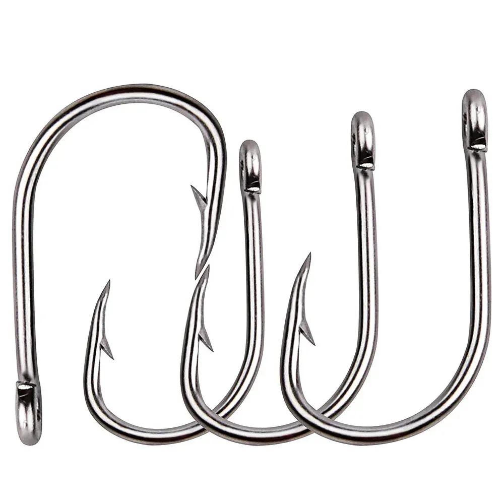 Fishing Hooks 100Pcs Circle Fishing Hooks Live Bait Barbed Hook Strong Stainless Steel Sharp Saltwater Fishhooks Size 1/0-10/0 231204