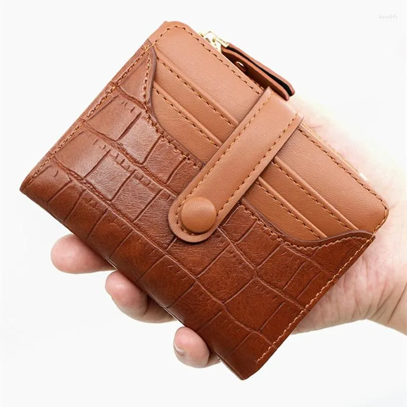 Wallets Short Purse Clasp Close Anti Stolen Faux Crocodile Leather For Men Woman Pocket Bag Big Capacity Card Holder Fastener Wallet