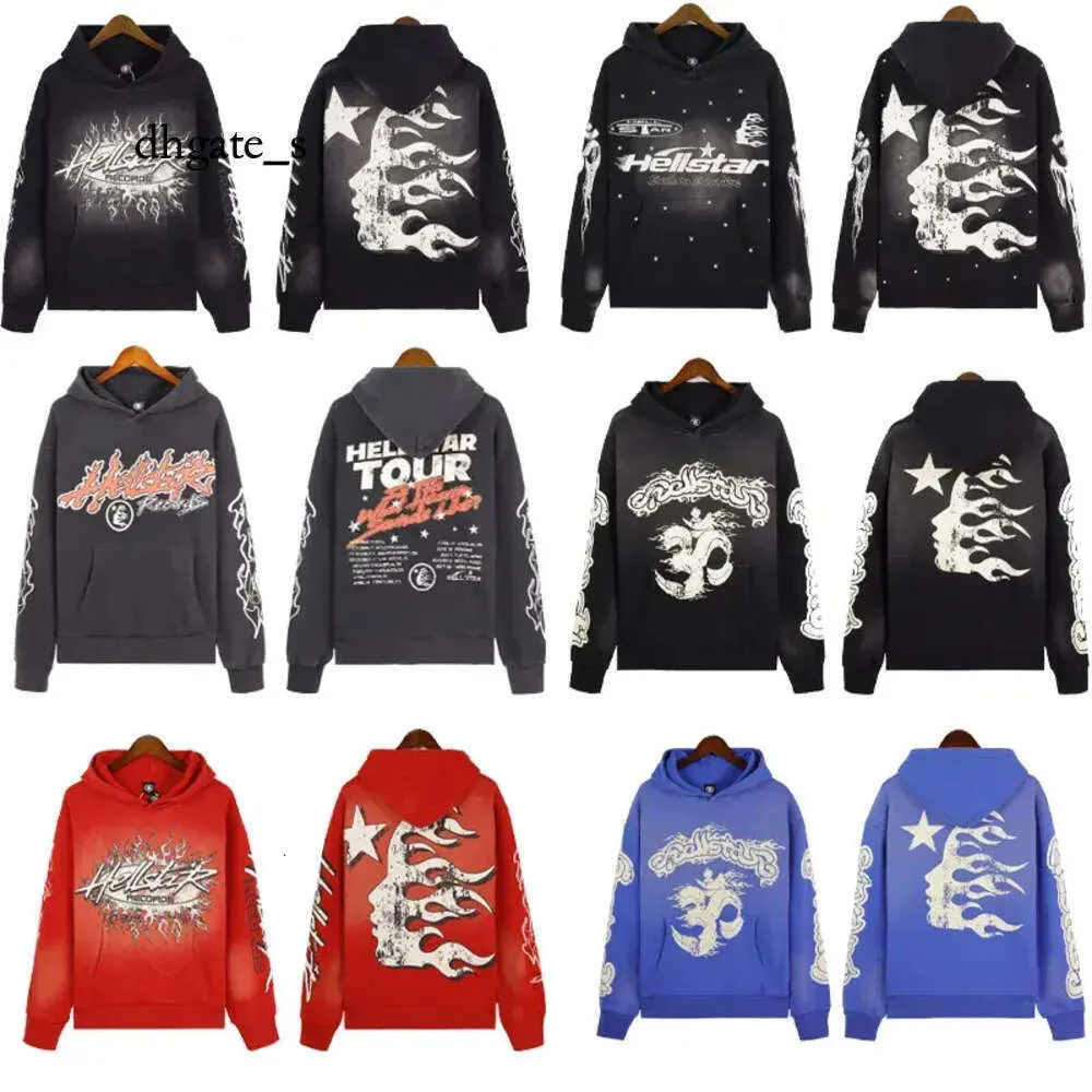 Essentialls Hoodie moda masculina Pullover de capuz de alta qualidade Hellstar Blue Yoga Hoodios imprimindo roupas de luvas longas Roupas de hip-hop 449