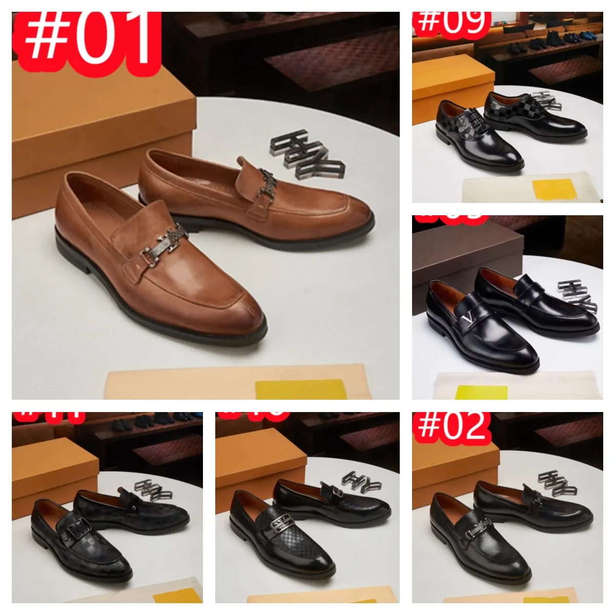 40 Style Men's Business Designer Dress Shoes For Men Soft äkta läder Fashion Luxury Mens Bekväma Oxford Shoes