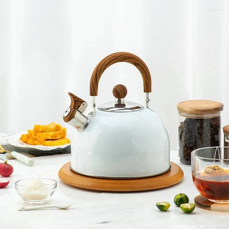 Vattenflaskor Elektriska vattenkokare Rostfritt stål Tekanna TEA Kettle med trämönsterhandtag för att göra kaffemjölk etc. 2,5 liter