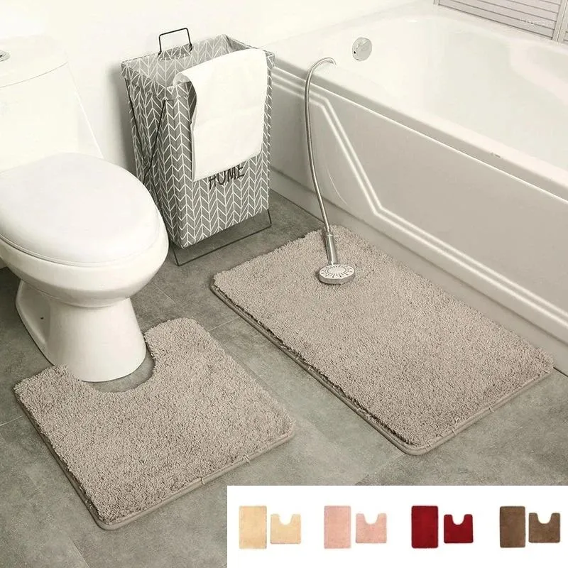 Tappetini da bagno 2 pezzi / set tappeto da bagno super morbido in peluche a forma di U assorbimento d'acqua tappeto antiscivolo tappetini per WC tappetini decorazioni per la casa